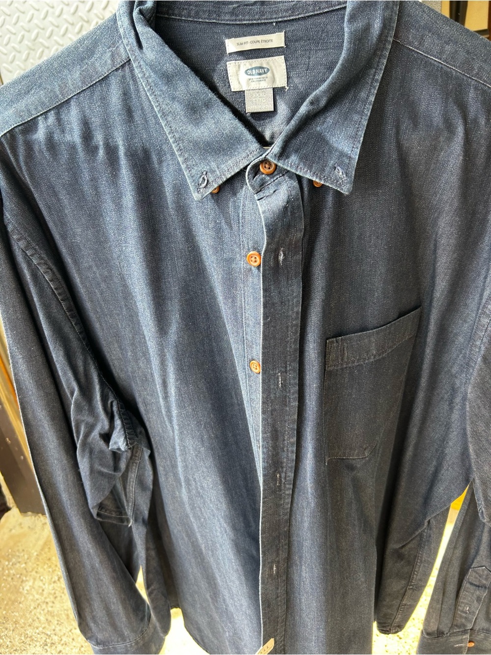 Old Navy Men's Dark Indigo Button-Down Shirt